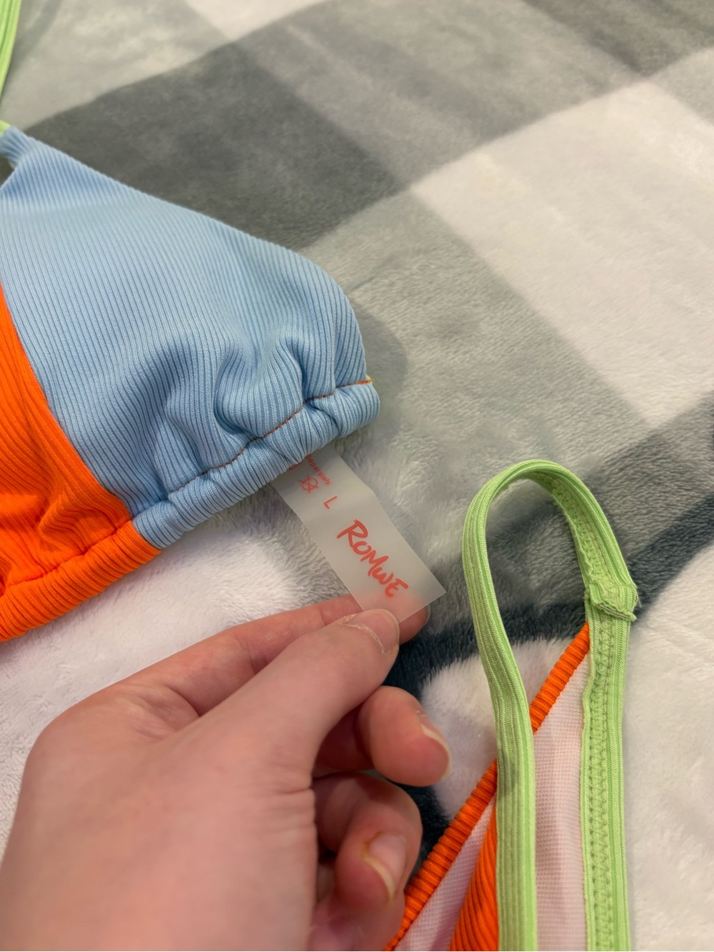 Romwe Colorblock Ribbed Triangle Bikini - Picture 5 of 8